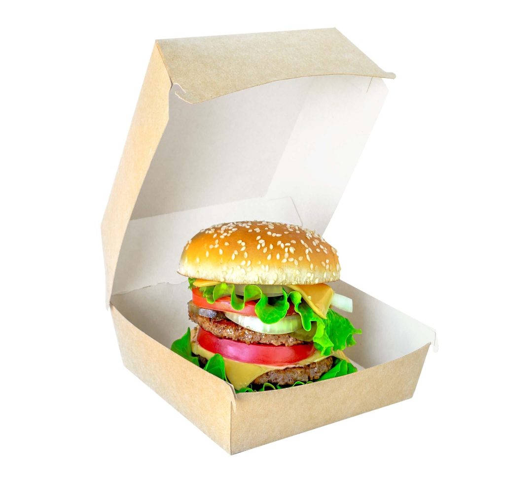 An image of a clamshell takeaway box.