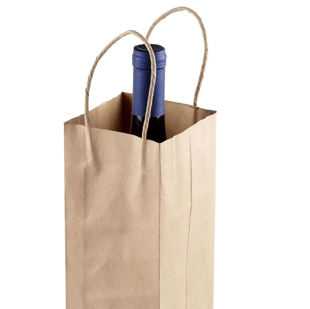 A close up image of one of our Paper Wine Bottle Bags.